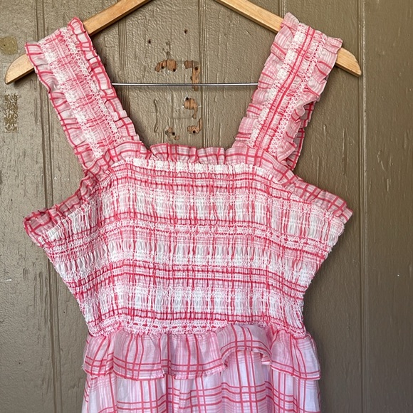 English Factory plaid ruffle midi dress in red - Picture 5 of 10